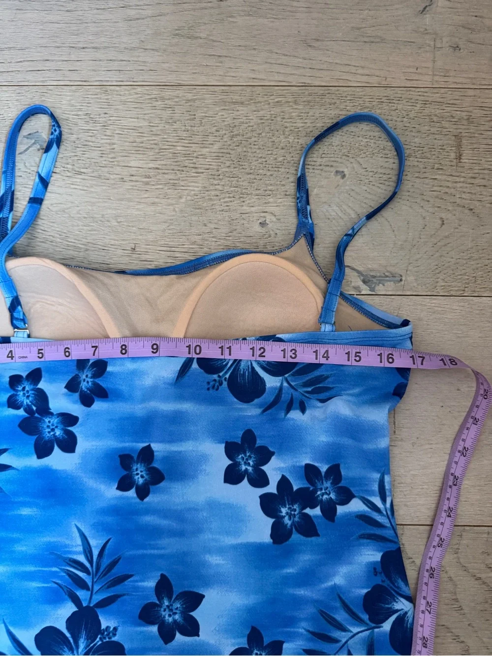 Tropical Blue Floral Swim Tank Top